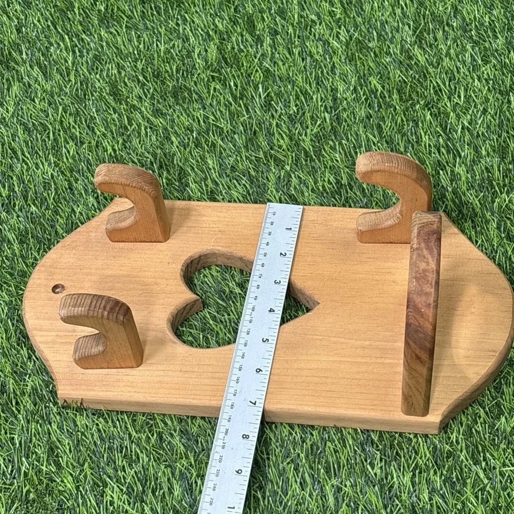 Vintage Wooden Hair Dryer Holder Wall Mount Heart Country Bathroom Organizer